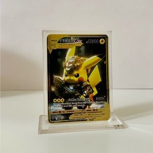 Pokemon Pikachu VMAX  METAL GOLD CARD  - Gift/Display Fan Art -